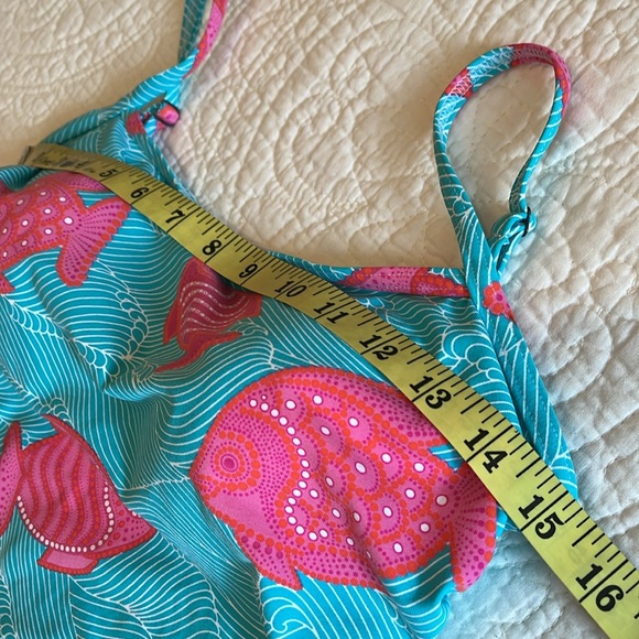 NWOT Manuel Canovas Swimsuit Women 10/12 Bathing Turquoise Pink Fish Print Beach - Picture 9 of 13